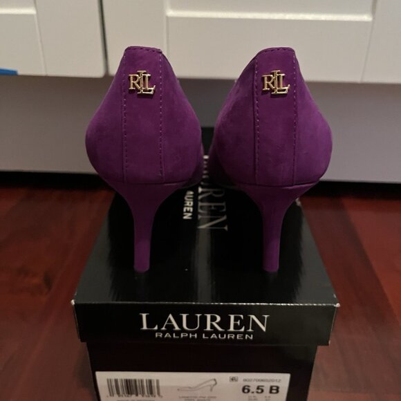 Lauren Ralph New Womens Lanette Heels Purple Suede Pointed Toe Pumps - Picture 2 of 4